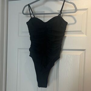 J.Crew Black ruched sweetheart one-piece